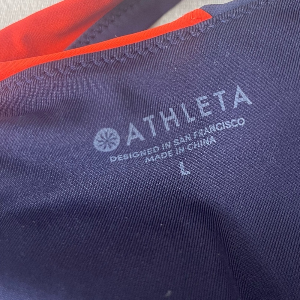 Athleta Navy Blue High Neck Zip Bikini Top Sports Bra size large - Picture 7 of 7